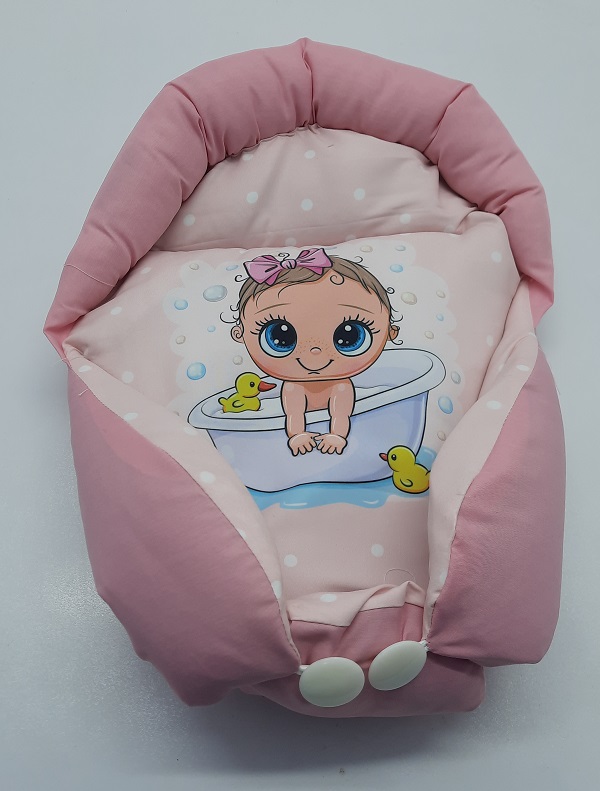 قنداق فرنگی سوئیسی نوزاد رافل رنگ صورتی طرح بیبی دختر