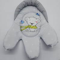 قنداق فرنگی سوئیسی نوزاد رافل رنگ طوسی طرح خرس خوابالو