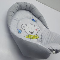 قنداق فرنگی سوئیسی نوزاد رافل رنگ طوسی طرح خرس خوابالو
